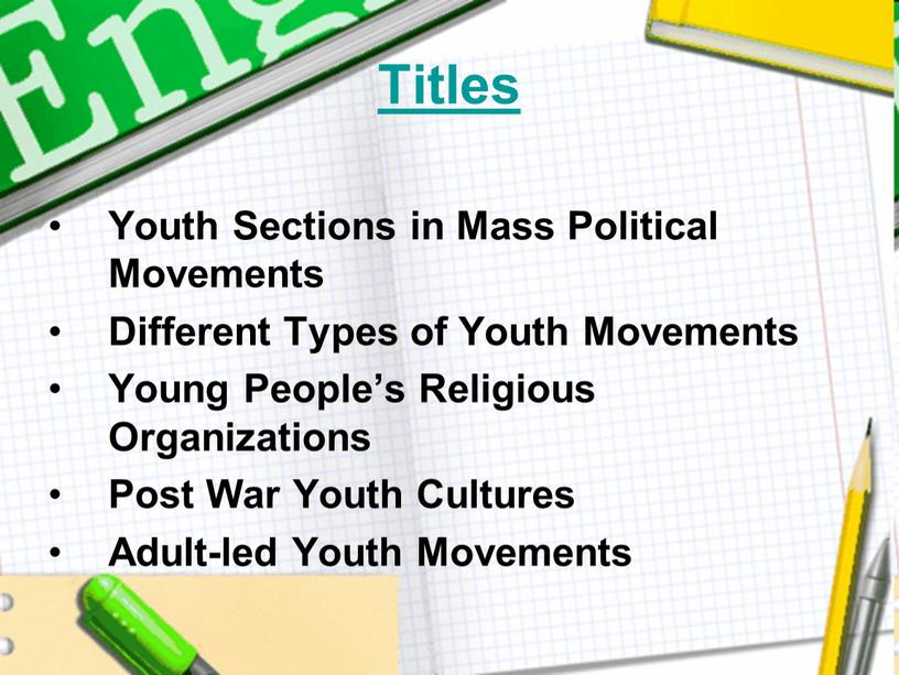 Titles Youth Sections in Mass
