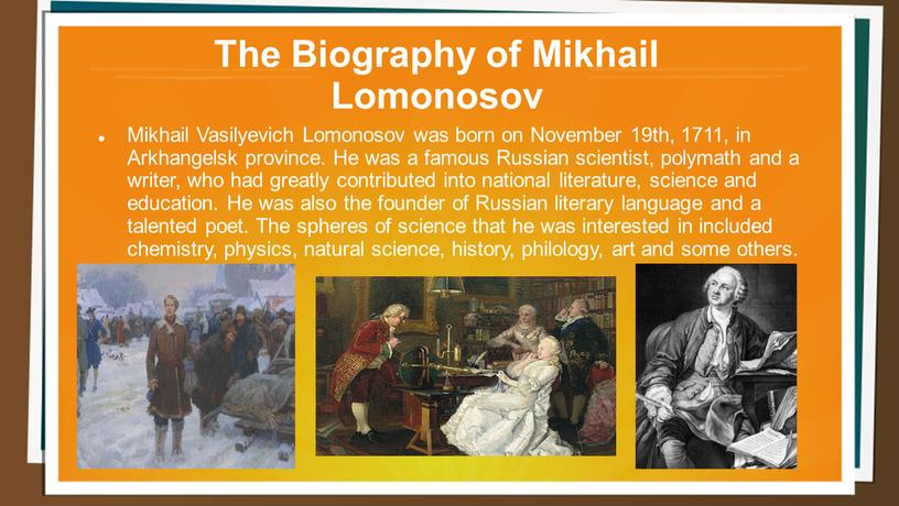 The Biography of Mikhail Lomonosov