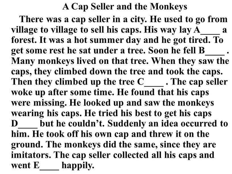 A Cap Seller and the Monkeys