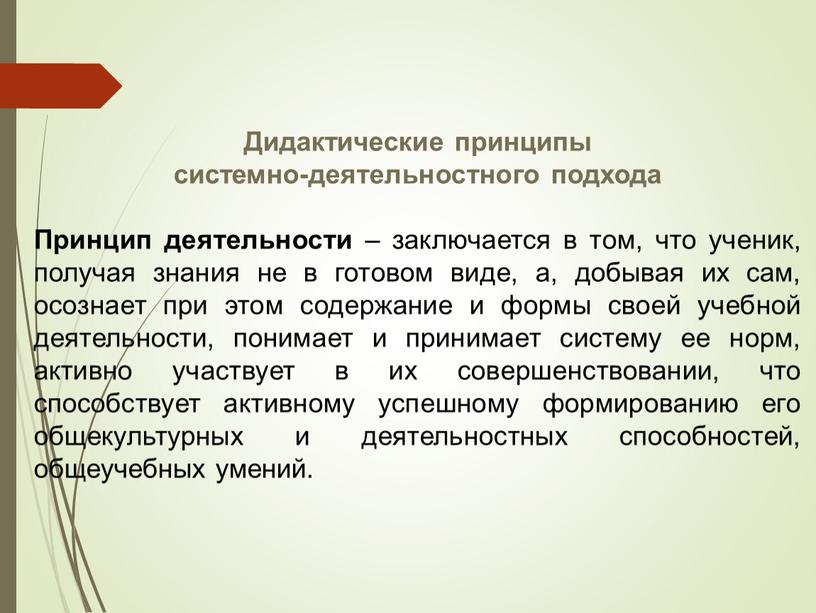 Дидактические принципы системно-деятельностного подхода