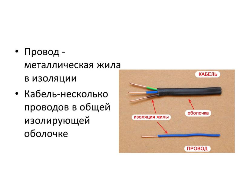 Провод - металлическая жила в изоляции