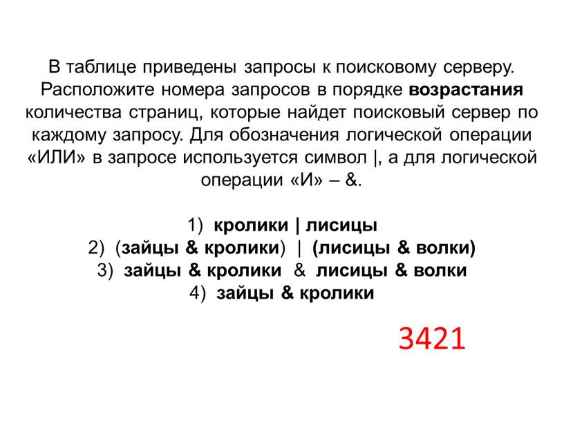 В таблице приведены запросы к поисковому серверу