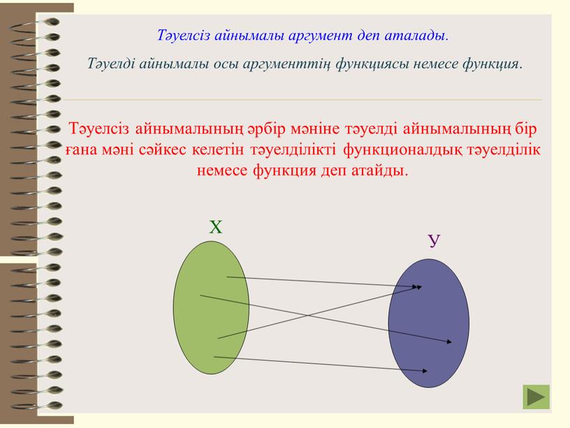 Тәуелсіз айнымалы аргумент деп аталады