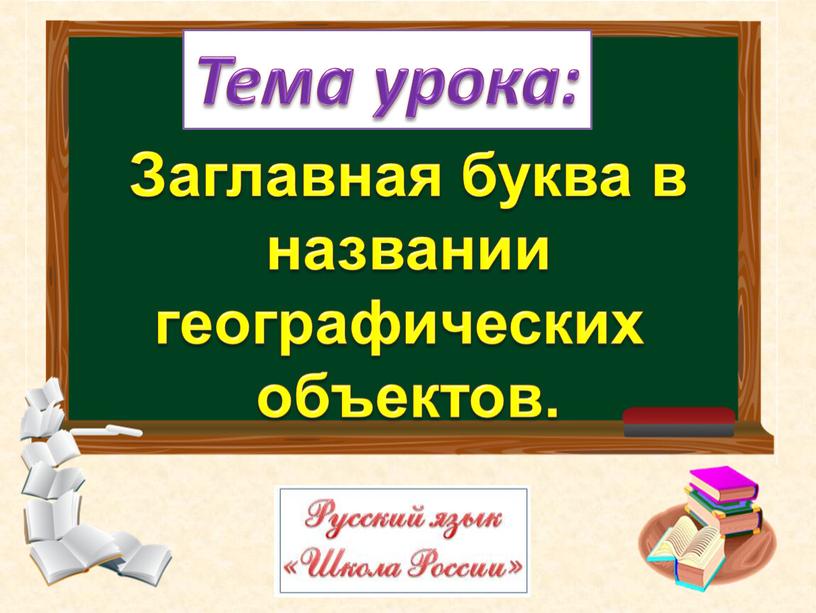 Тема урока: Заглавная буква в названии географических объектов