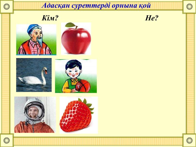 Адасқан суреттерді орнына қой Кім?