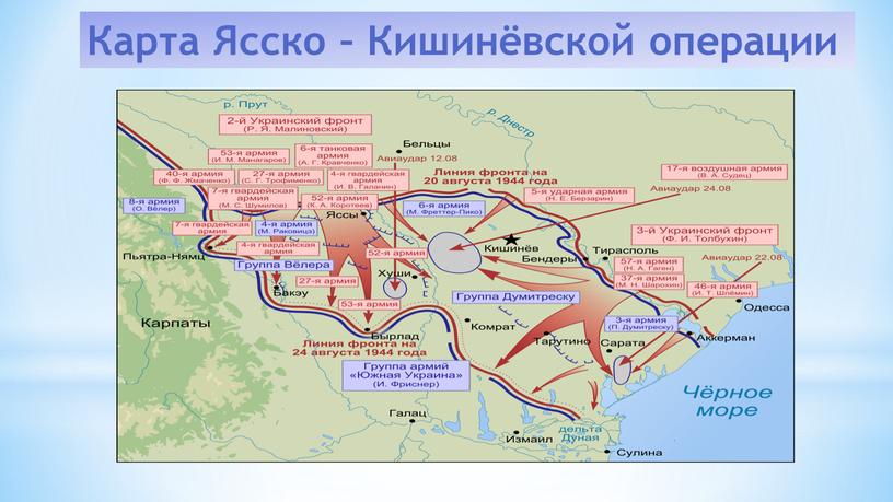 Карта Ясско – Кишинёвской операции