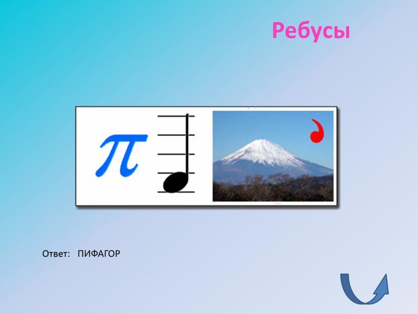 Ребусы Ответ: ПИФАГОР