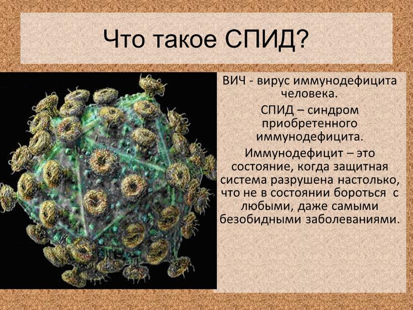 Что такое СПИД? ВИЧ - вирус иммунодефицита человека