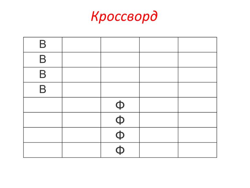 Кроссворд В Ф