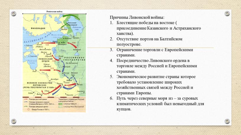 Причины Ливонской войны: Блестящие победы на востоке ( присоединение