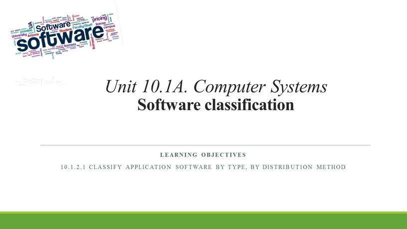 Unit 10.1A. Computer Systems Software classification