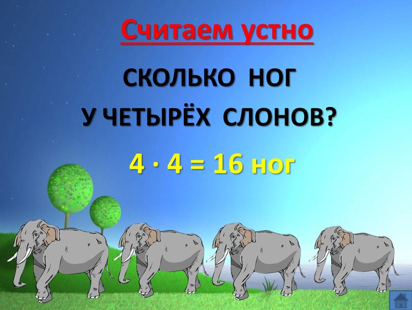 Считаем устно СКОЛЬКО НОГ У