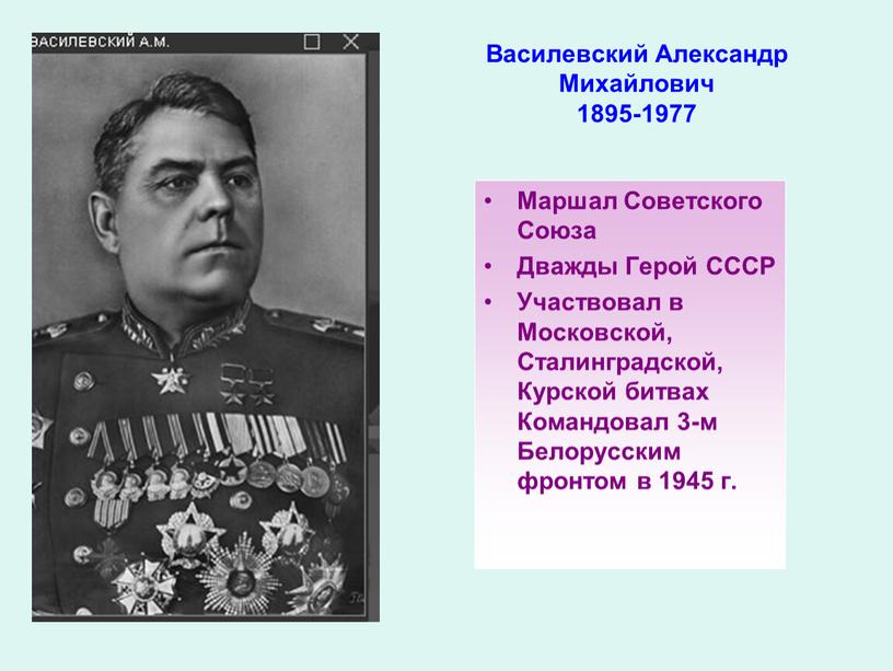 Василевский Александр Михайлович 1895-1977