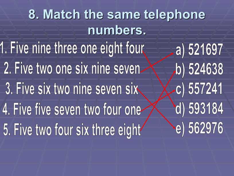 Match the same telephone numbers