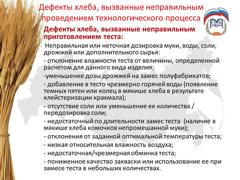 Дефекты хлеба, вызванные неправильным проведением технологического процесса