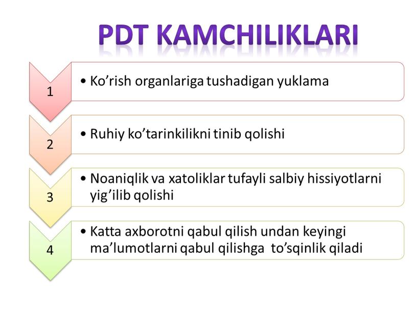 PDT kamchiliklari