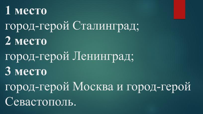 Сталинград; 2 место город-герой