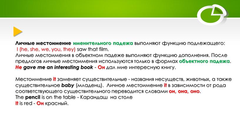 Личные местоимение именительного падежа выполняют функцию подлежащего: