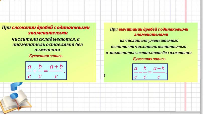 Презентация Сложение и вычитание дробей с одинаковыми знаменателями