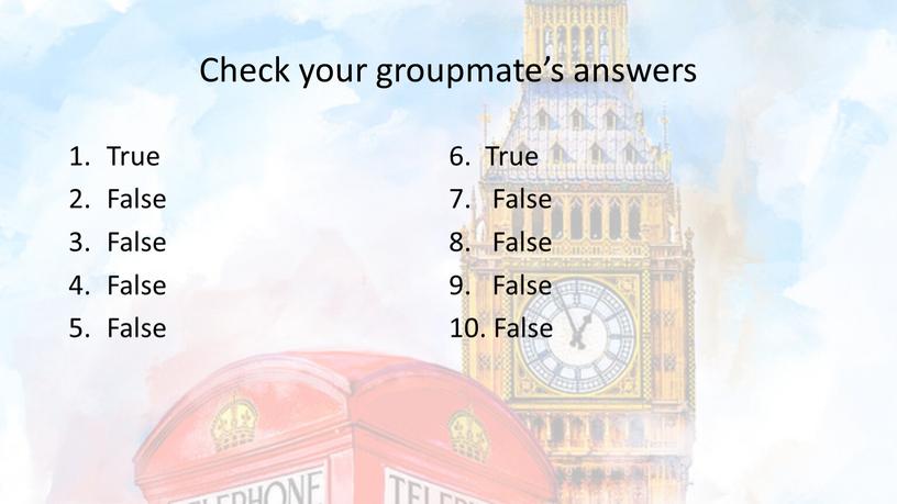 Check your groupmate’s answers