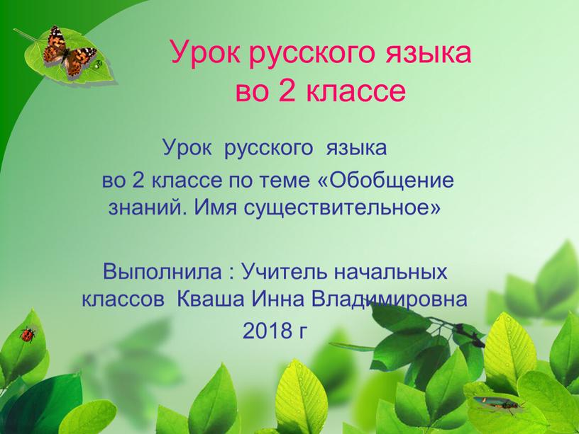 Урок русского языка во 2 классе