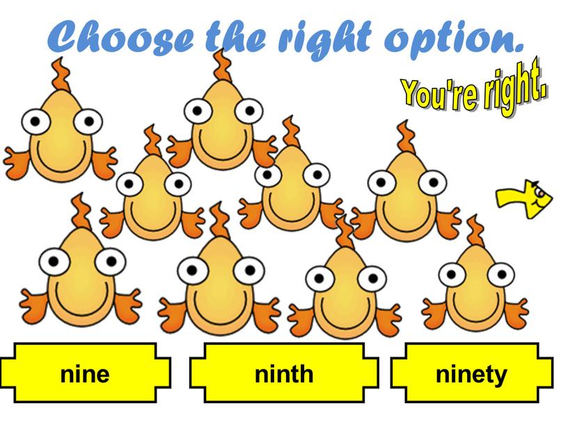 Choose the right option. ninety nine ninth