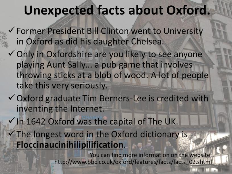 Unexpected facts about Oxford.