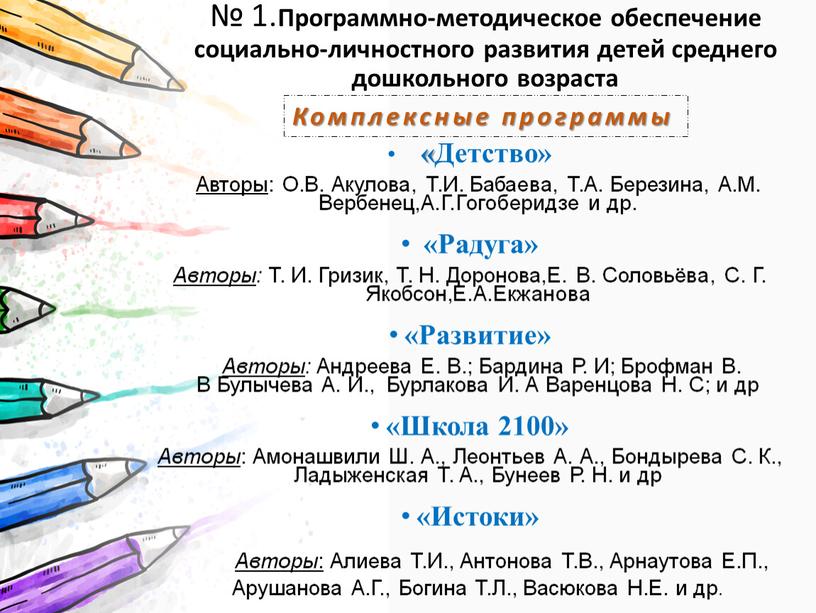 Программно-методическое обеспечение социально-личностного развития детей среднего дошкольного возраста «Детство»