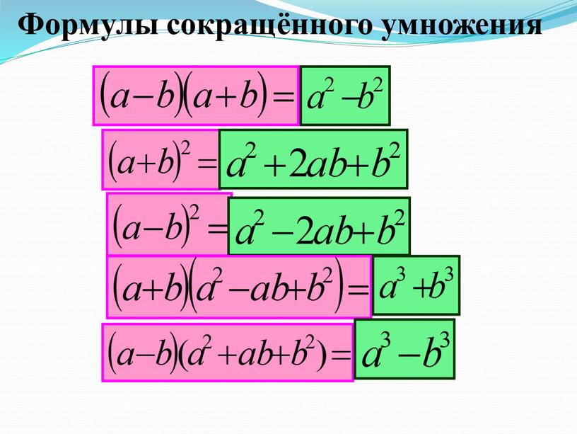 Формулы сокращённого умножения