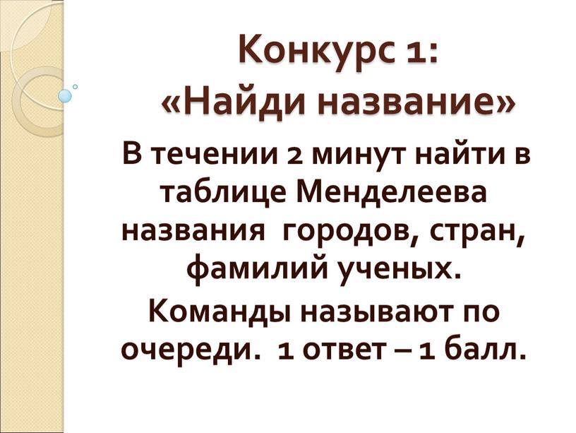 Конкурс 1: «Найди название»