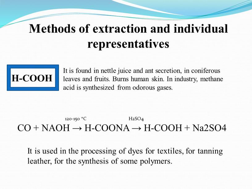 Methods of extraction and individual representatives