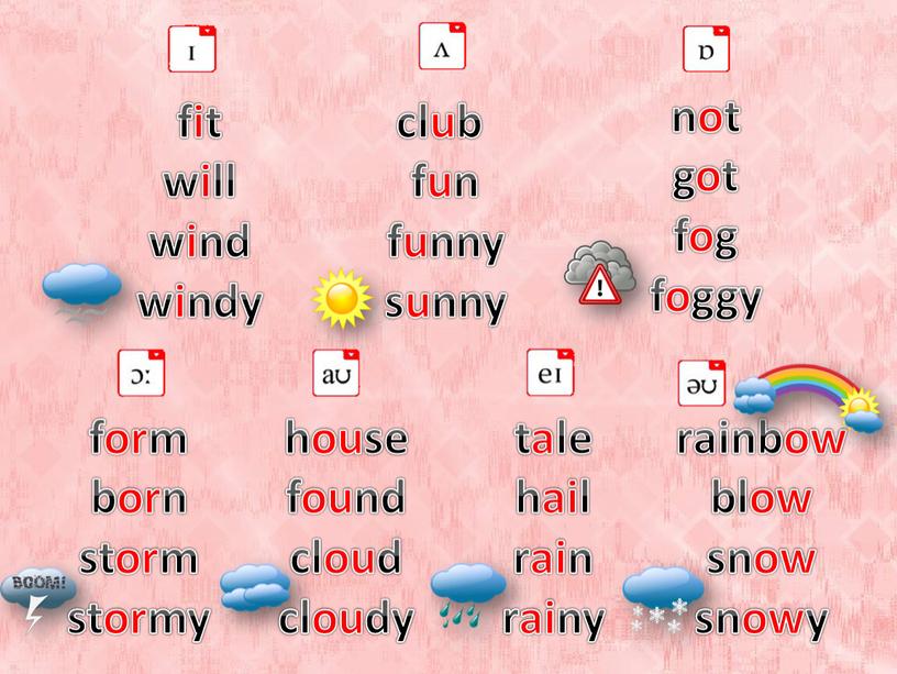 fit will wind windy club fun funny sunny not got fog foggy form born storm stormy house found cloud cloudy tale hail rain rainy rainbow…
