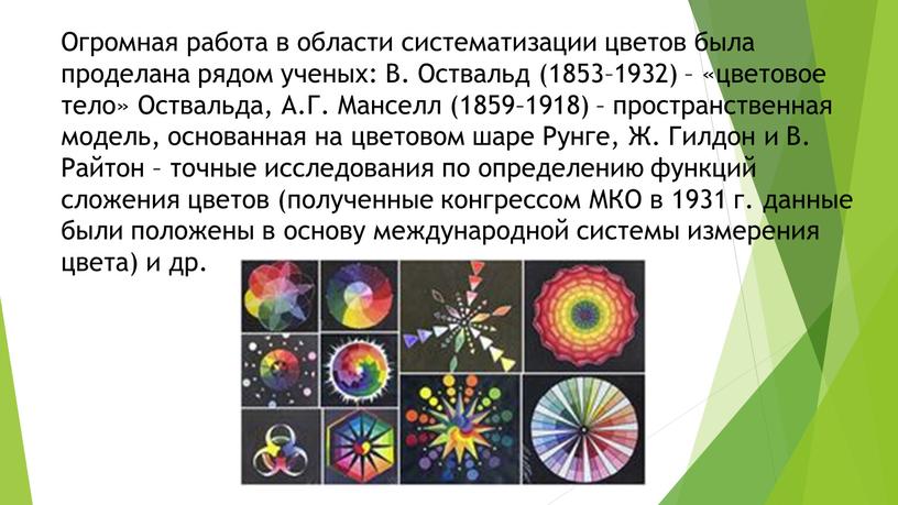 Огромная работа в области систематизации цветов была проделана рядом ученых: