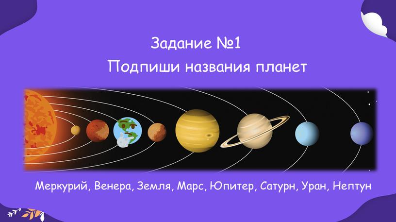 Задание №1 Меркурий, Венера, Земля,