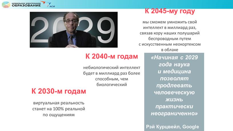 Начиная с 2029 года наука и медицина позволят продлевать человеческую жизнь практически неограниченно»