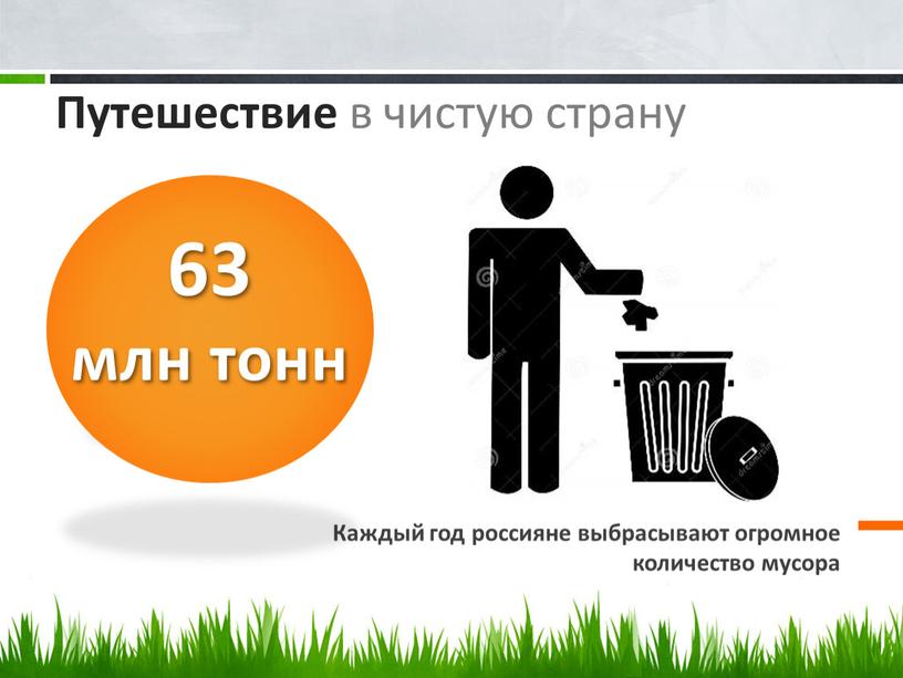 Путешествие в чистую страну Каждый год россияне выбрасывают огромное количество мусора