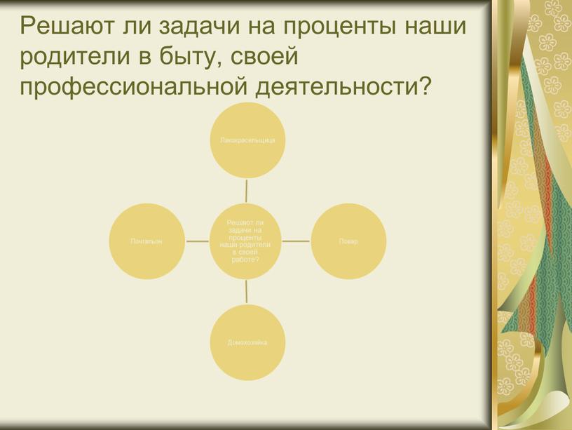 Решают ли задачи на проценты наши родители в быту, своей профессиональной деятельности?