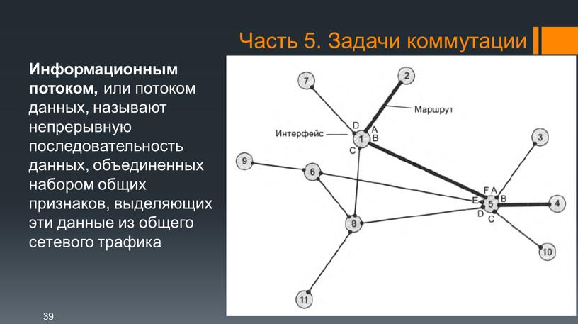 Информационным потоком, или потоком данных, называют непрерывную последовательность данных, объединенных набором общих признаков, выделяющих эти данные из общего сетевого трафика