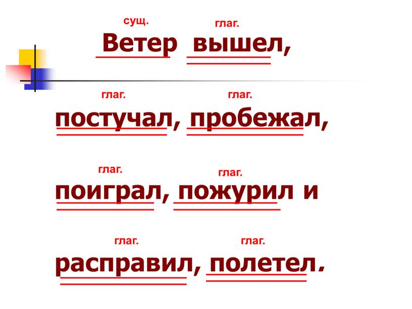 Ветер вышел, постучал, пробежал, поиграл, пожурил и расправил, полетел