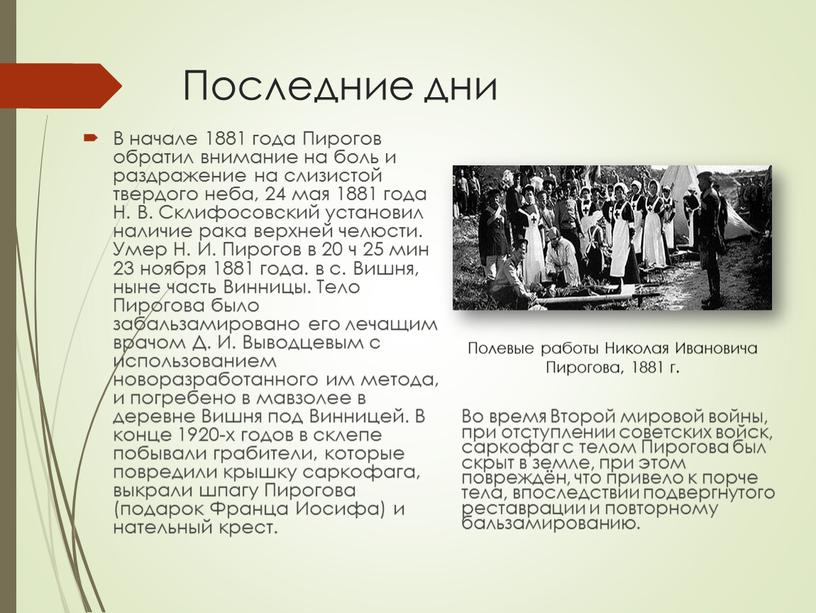 Последние дни В начале 1881 года