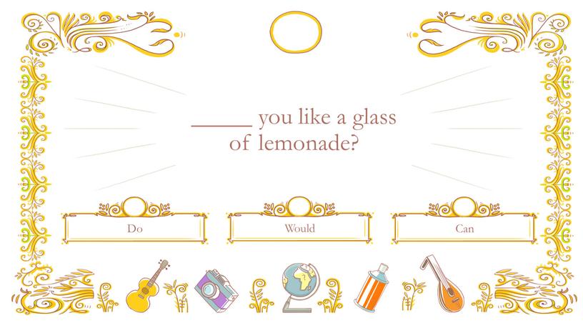 _____ you like a glass of lemonade? Can Do Would