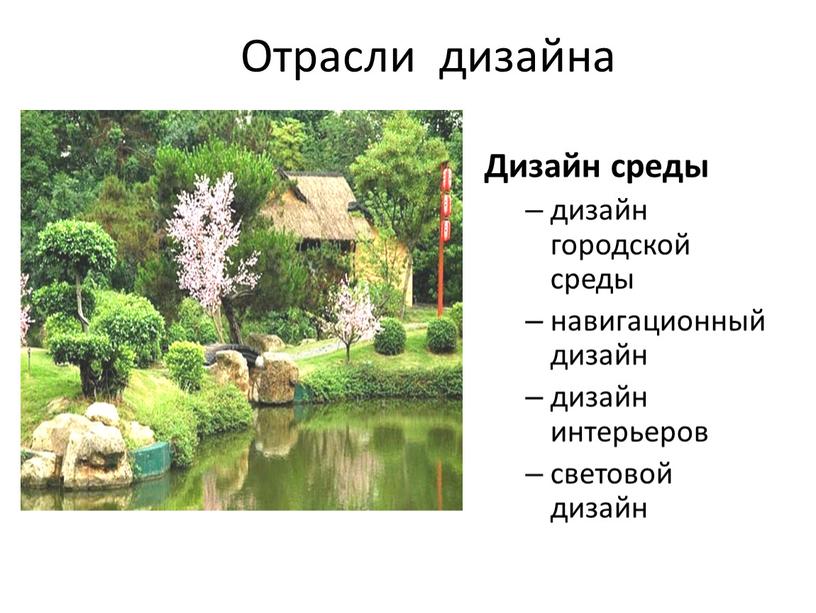 Отрасли дизайна Дизайн среды дизайн городской среды навигационный дизайн дизайн интерьеров световой дизайн