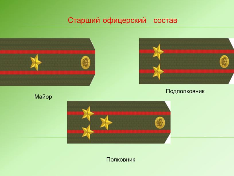 Старший офицерский состав Майор