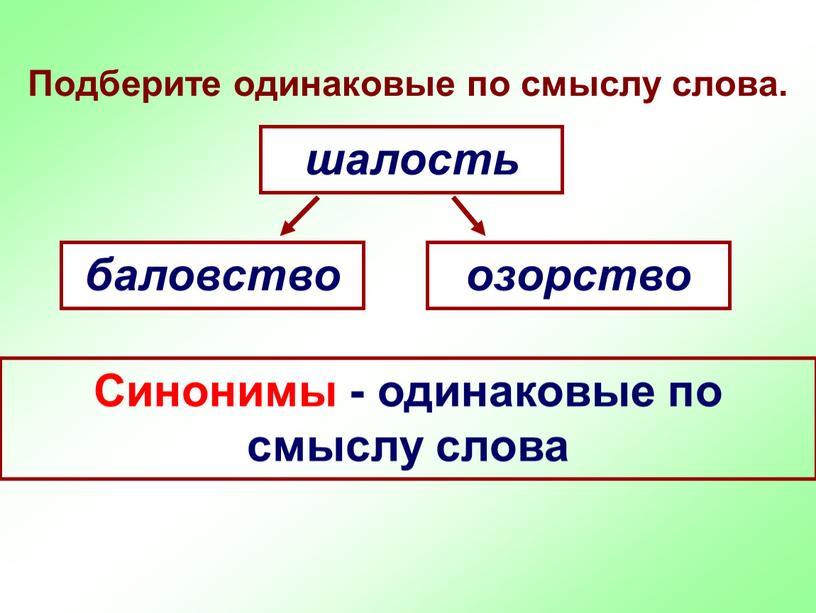 Подберите одинаковые по смыслу слова