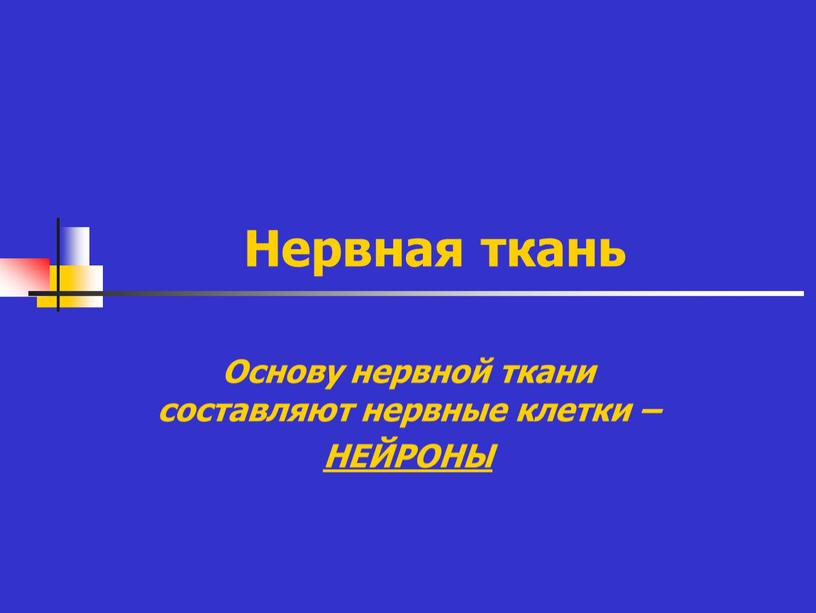 Нервная ткань Основу нервной ткани составляют нервные клетки –