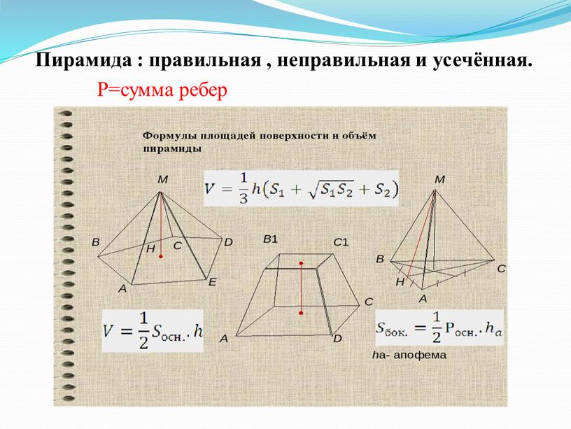 Пирамида : правильная , неправильная и усечённая