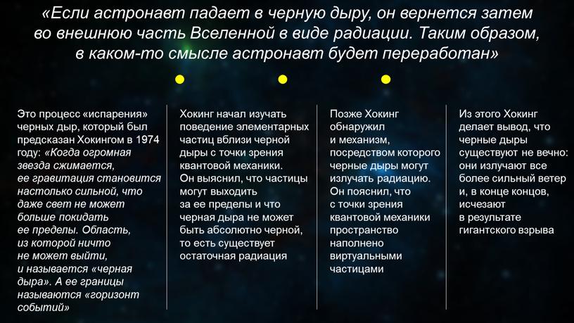 Если астронавт падает в черную дыру, он вернется затем во внешнюю часть