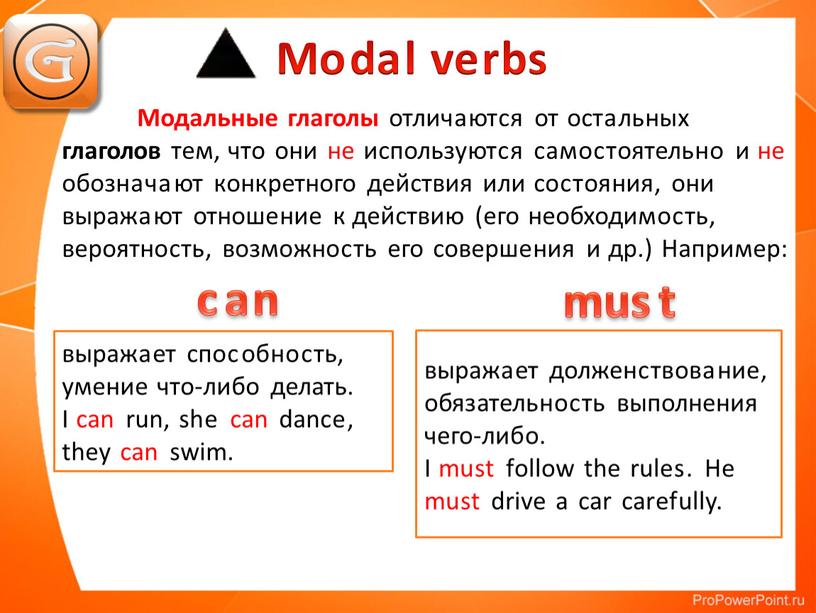 Модальные глаголы отличаются от остальных глаголов тем, что они не используются самостоятельно и не обозначают конкретного действия или состояния, они выражают отношение к действию (его…