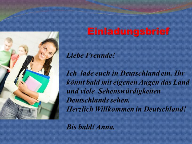 Einladungsbrief Liebe Freunde!