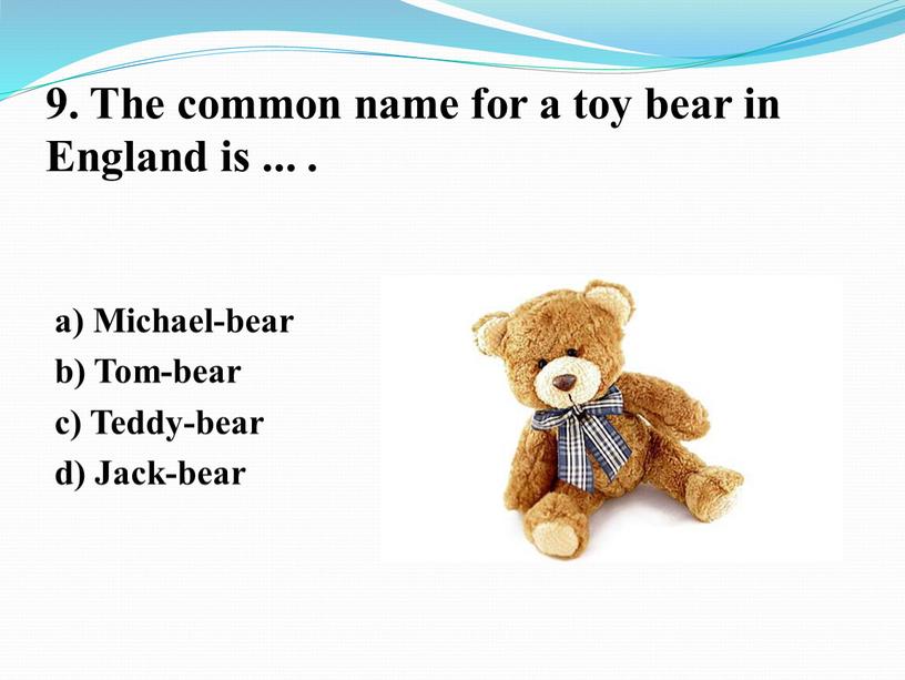 The common name for a toy bear in